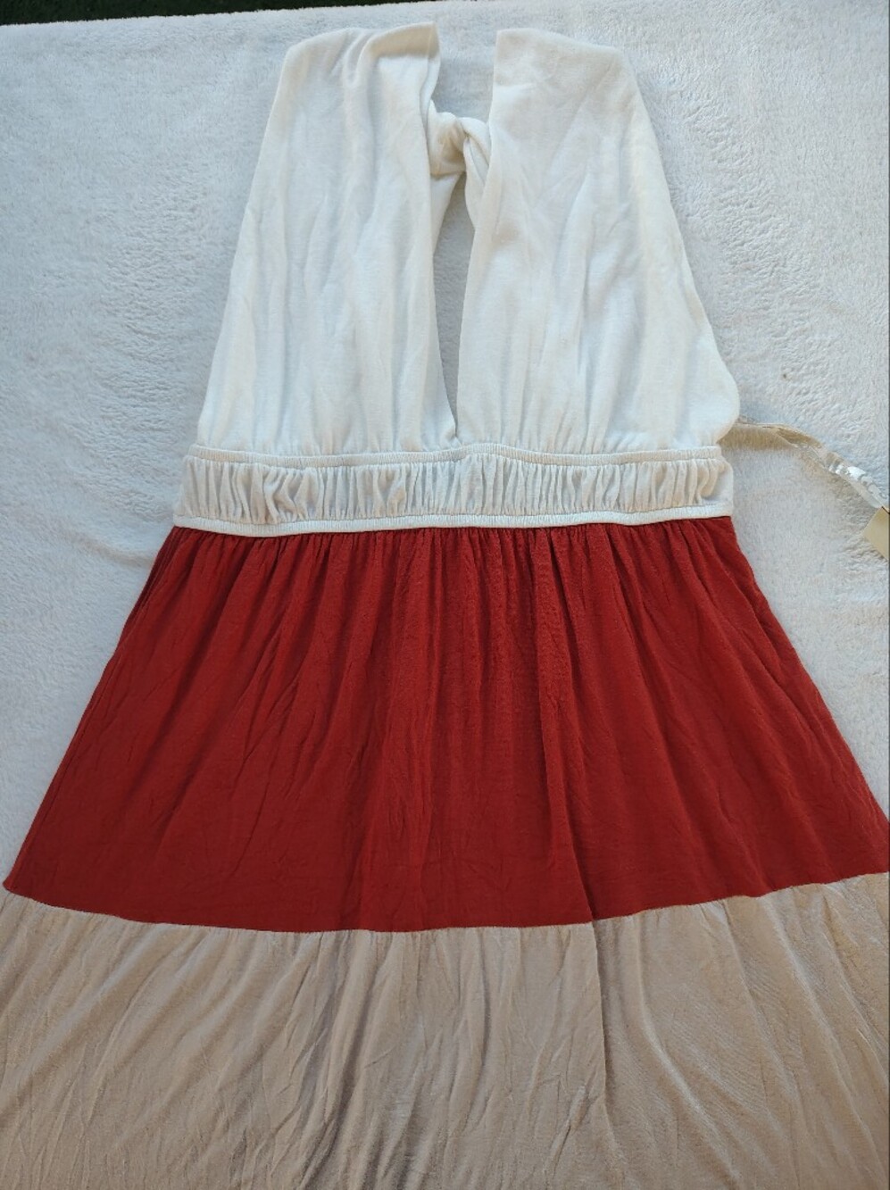 American Rag off White, orange & brown Colorblock Halter Dress
